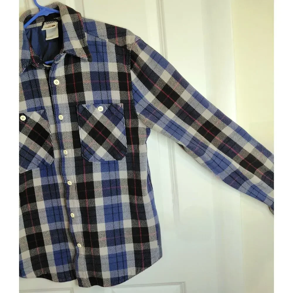 The North Face Valley Twill Flannel Shacket Mens S/M Blue Plaid Heavy Cabincore